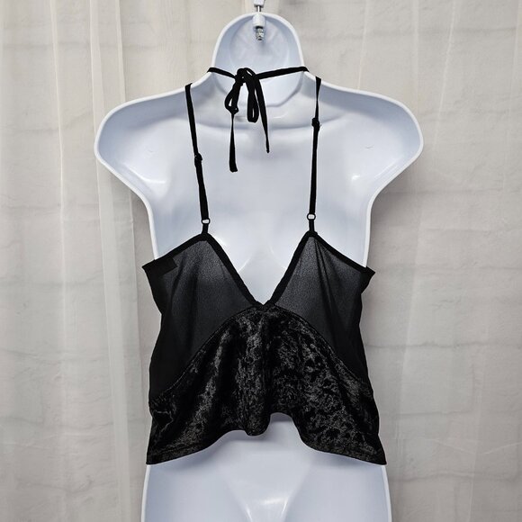 Tobi Black Velvet Sheer Tank Top Y2K Goth Boho Fairy Club Party S - Picture 7 of 12